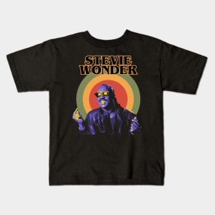 Stevie Wonder Retro Aesthethic Neon Purple Kids T-Shirt